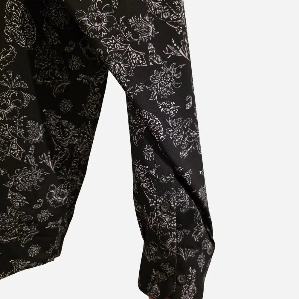 Alfani Black and White Floral Shirt - Picture 4 of 5